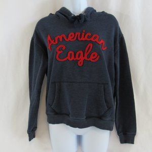 AMERICAN EAGLE OUTFITTERS Mens Size M, Red Spell Out, Blue Hoodie Sweatshirt